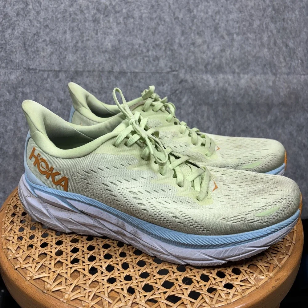 Hoka‎ One Clifton 8 Men's 10.5D Running Shoe Sneaker Light Green Butterfly